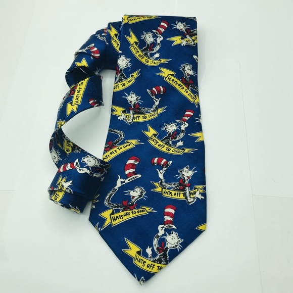 Dr. Seuss Mens Silk Dad Tie 4×59″ - Picture 3 of 8